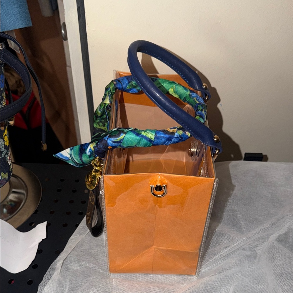 Louis Vuitton Vibrant Orange Tote with Blue Accents - Picture 7 of 10